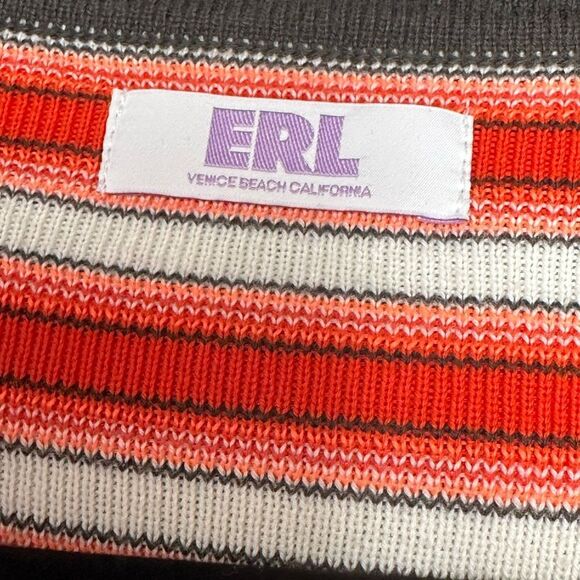 NWOT ERL White and Red Embroidered Striped Sweater - Picture 4 of 6